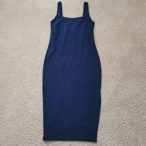 Beyond Yoga Dress Formfitting Bodycon Stretch Midi Blue/Navy M Athleisure